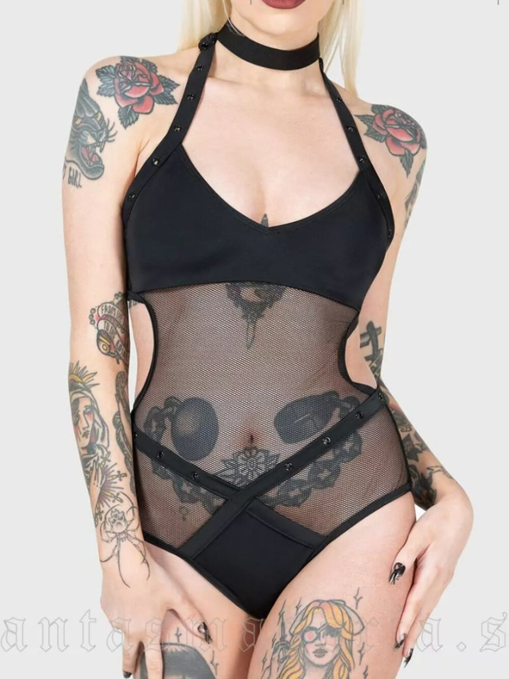 Killstar siren eyes mesh swimsuit S